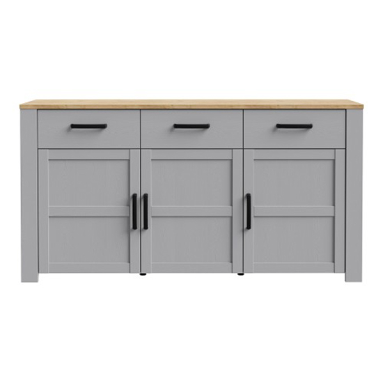 Belgin Wooden Sideboard With 3 Doors 3 Drawers In Grey And Oak