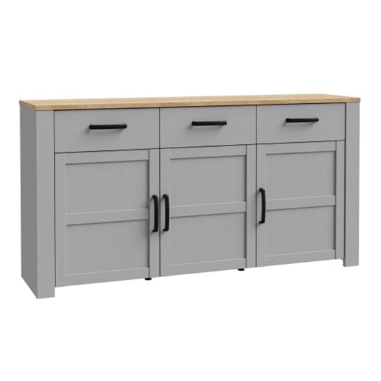 Read more about Belgin wooden sideboard with 3 doors 3 drawers in grey and oak