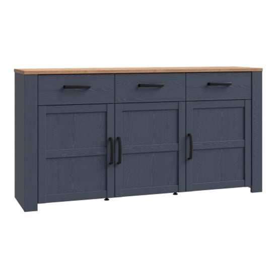 Product photograph of Belgin Sideboard 3 Doors 3 Drawers In Riviera Oak And Navy from Furniture in Fashion