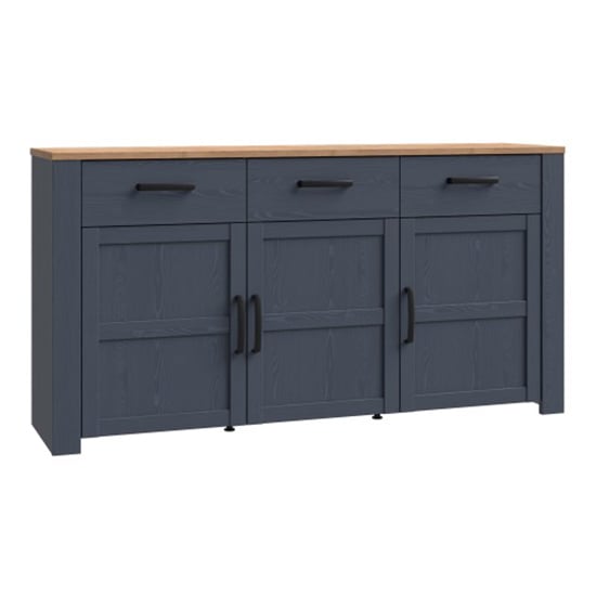 Read more about Belgin wooden sideboard with 3 doors 3 drawers in navy and oak