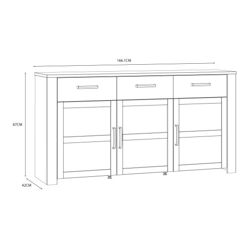 Belgin Wooden Sideboard With 3 Doors 3 Drawers In White And Oak