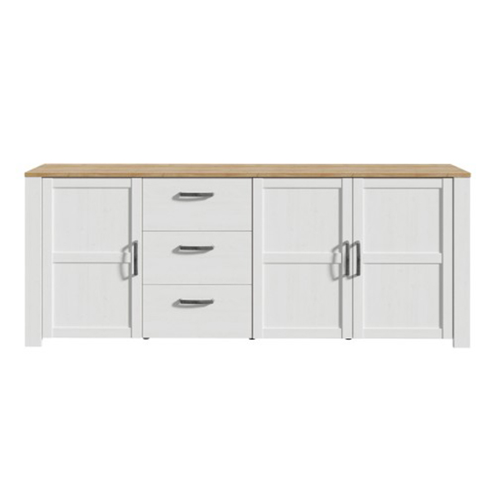 Belgin Wooden Large Sideboard With 3 Doors 3 Drawers In White Oak