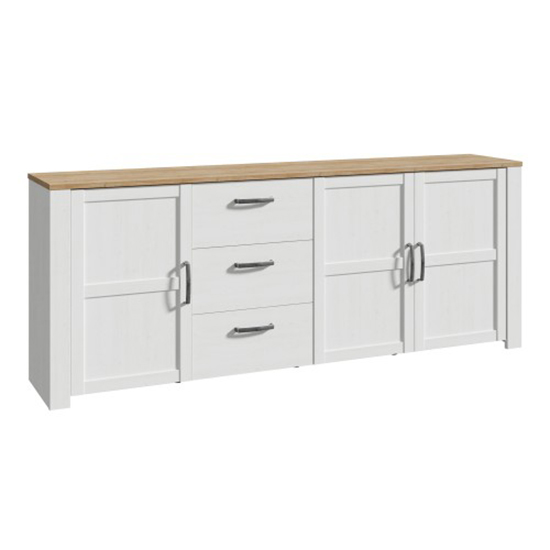 Belgin Sideboard Large 3 Doors 3 Drawers In Riviera Oak White