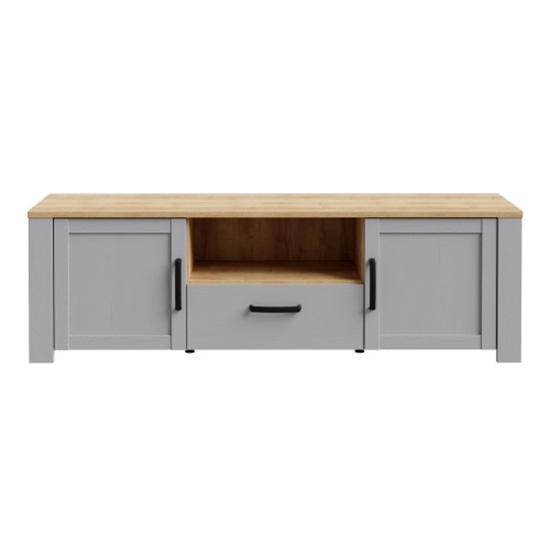 Belgin Wooden TV Stand With 2 Doors 1 Drawer In Grey And Oak