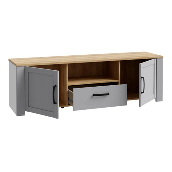Belgin Wooden TV Stand With 2 Doors 1 Drawer In Grey And Oak
