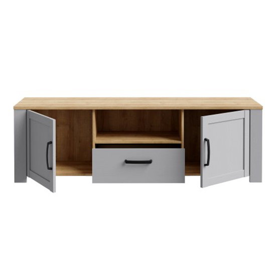 Belgin Wooden TV Stand With 2 Doors 1 Drawer In Grey And Oak