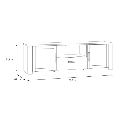 Belgin Wooden TV Stand With 2 Doors 1 Drawer In Grey And Oak