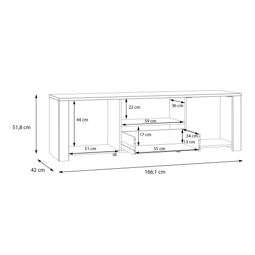 Belgin Wooden TV Stand With 2 Doors 1 Drawer In Grey And Oak