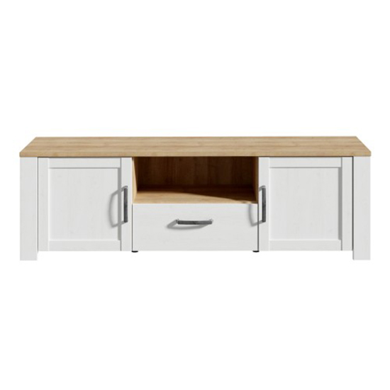 Belgin Wooden TV Stand With 2 Doors 1 Drawer In White And Oak
