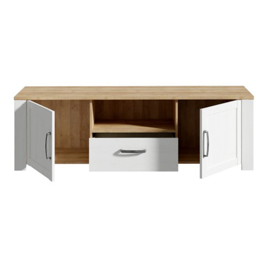 Belgin Wooden TV Stand With 2 Doors 1 Drawer In White And Oak