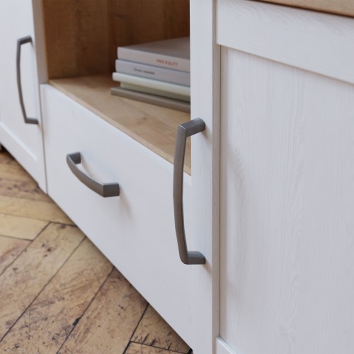 Belgin Wooden TV Stand With 2 Doors 1 Drawer In White And Oak