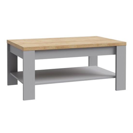 Product photograph of Belgin Wooden Coffee Table In Riviera Oak And Grey Oak from Furniture in Fashion