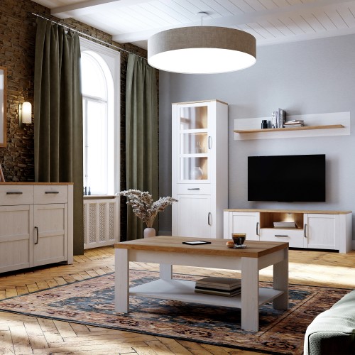 Belgin Wooden Coffee Table In Riviera Oak And White