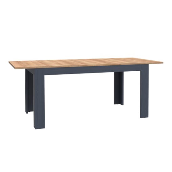 Read more about Belgin wooden extending dining table in navy and oak