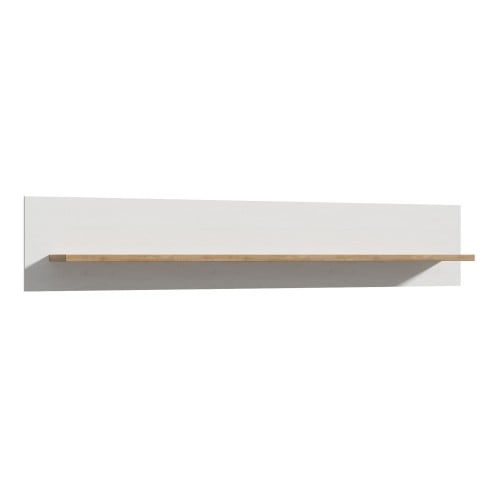 Product photograph of Belgin Wooden Wall Shelf In Riviera Oak And White from Furniture in Fashion