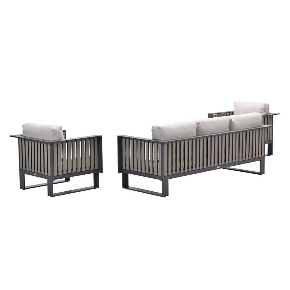 Belgrade Aluminium 3 Piece Garden Lounge Set In Desert Sand