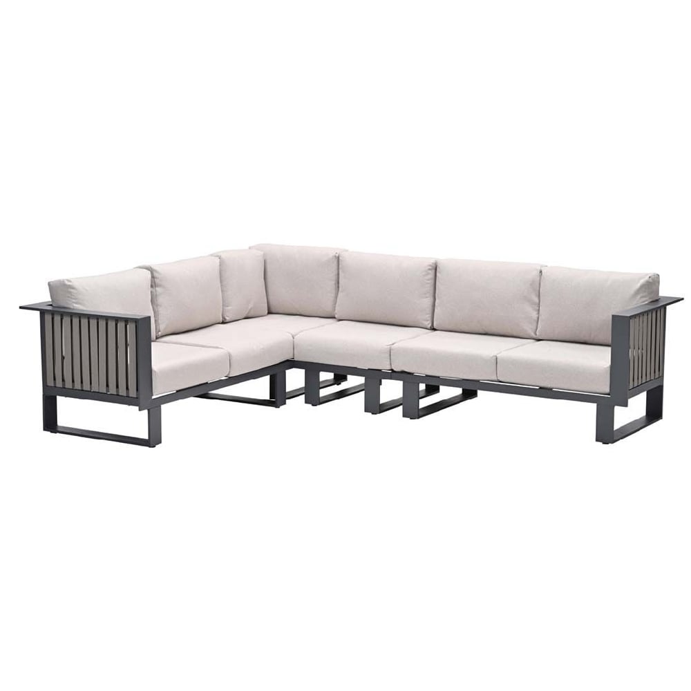 Belgrade Aluminium Corner Garden Lounge Set In Desert Sand