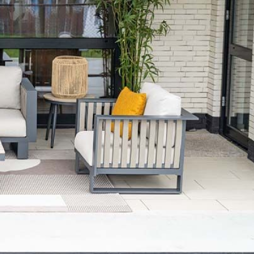 Belgrade Aluminium Garden Lounge Chair With Cushion In Sand