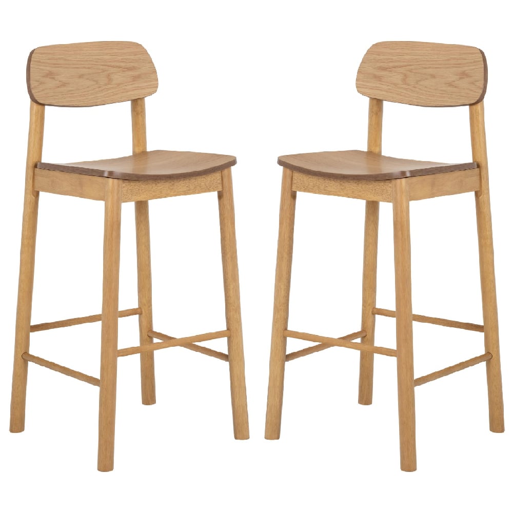 Product photograph of Belgrade Matt Oak Wooden Bar Chairs In Pair from Furniture in Fashion