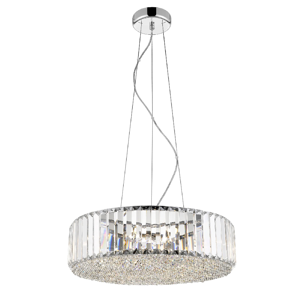 Read more about Belgravia 5 light clear crystal pendant light in chrome