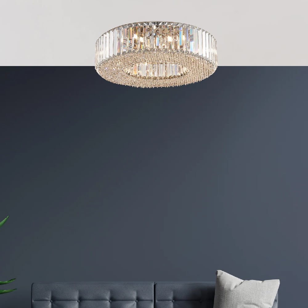 Read more about Belgravia 6 light clear crystal flush light in chrome