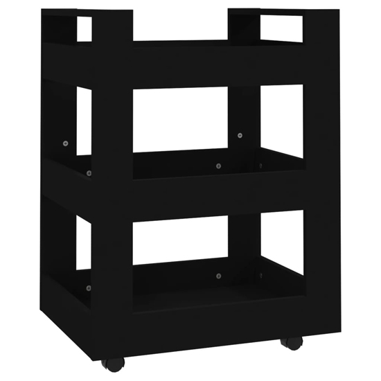 Belicia Wooden Kitchen Trolley With 3 Shelves In Black