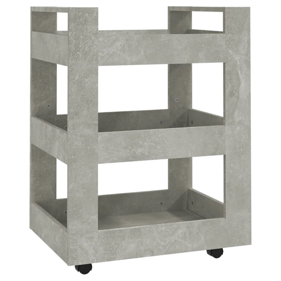 Belicia Wooden Kitchen Trolley With 3 Shelves In Concrete Effect_3