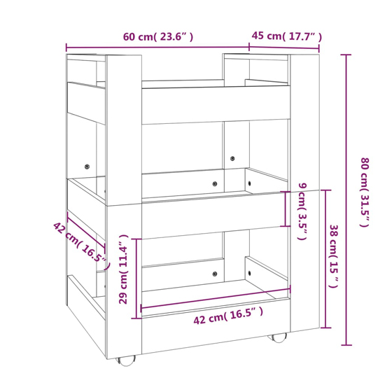 Belicia Wooden Kitchen Trolley With 3 Shelves In Concrete Effect_6