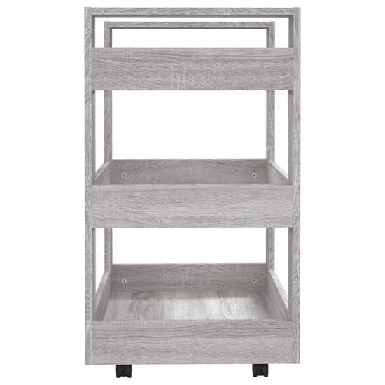 Belicia Wooden Kitchen Trolley With 3 Shelves In Grey Sonoma Oak