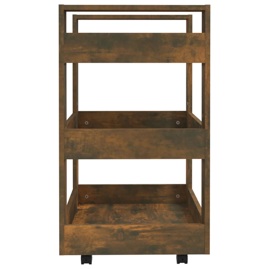 Belicia Wooden Kitchen Trolley With 3 Shelves In Smoked Oak
