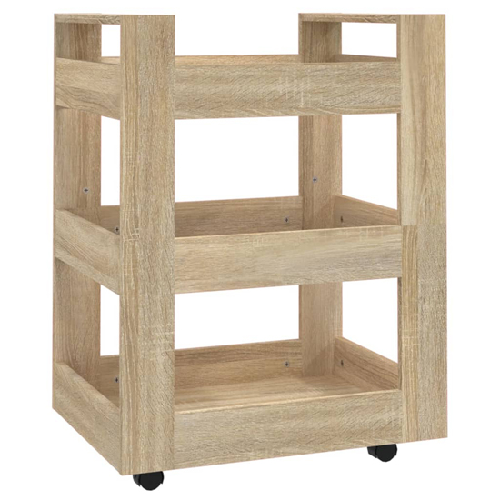 Belicia Wooden Kitchen Trolley With 3 Shelves In Sonoma Oak