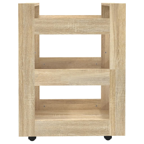 Belicia Wooden Kitchen Trolley With 3 Shelves In Sonoma Oak