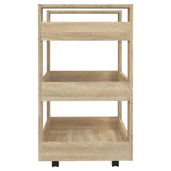 Belicia Wooden Kitchen Trolley With 3 Shelves In Sonoma Oak