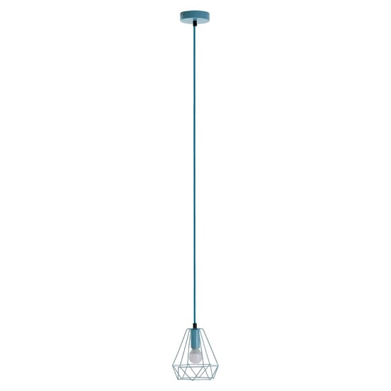 Read more about Belika metal geometric wire frame pendant light in blue