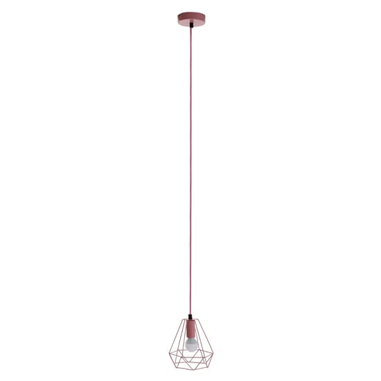 Product photograph of Belika Metal Geometric Wire Frame Pendant Light In Pink from Furniture in Fashion