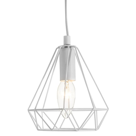 Belika Metal Geometric Wire Frame Pendant Light In White