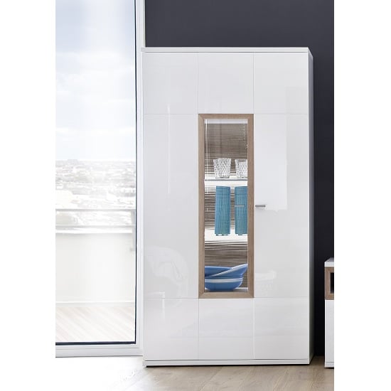 Belina Display Cabinet In White With High Gloss And LED