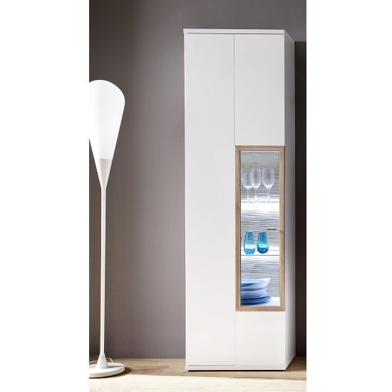 Belina Left Display Cabinet In White With High Gloss And LED_1