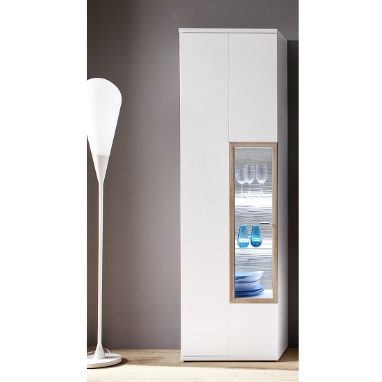 Photo of Belina left display cabinet in white with high gloss and led