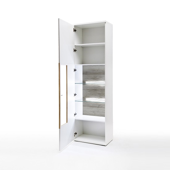 Belina Left Display Cabinet In White With High Gloss And LED_2