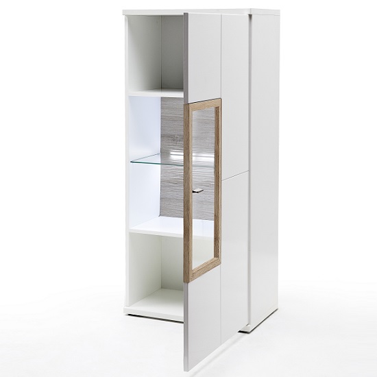 Belina Narrow Highboard In White With High Gloss And LED_2