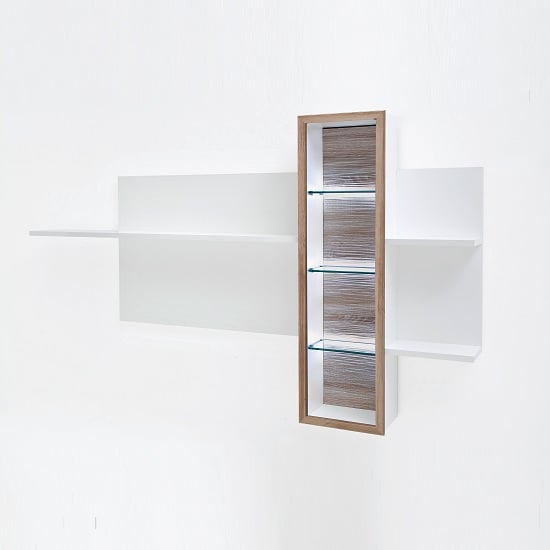 Belina Wall Display Unit In White Oak And High Gloss With LED_2