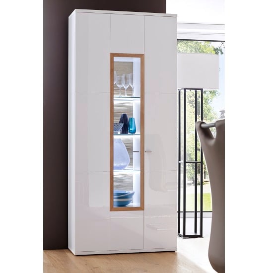 Belina Wide Display Cabinet In White With High Gloss And LED_1