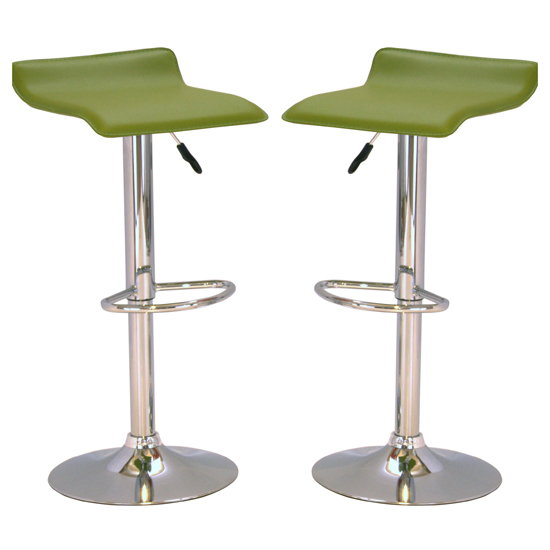 Product photograph of Belita Green Pvc Bar Stools With Chrome Base In Pair from Furniture in Fashion