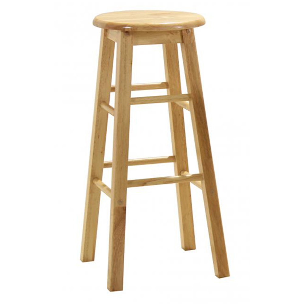Belita Oak Wooden Bar Stools In Pair