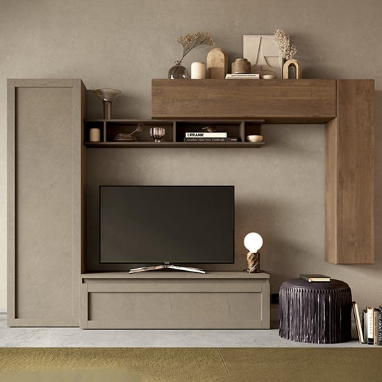 Product photograph of Belita Wooden Entertainment Unit In Bronze And Mercure from Furniture in Fashion