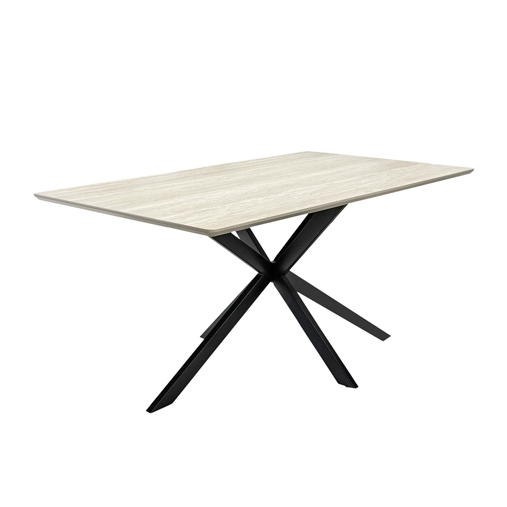 Belize Large Wooden Dining Table in Travertine Marble Effect
