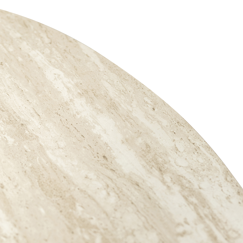 Belize Round Wooden Dining Table in Travertine Marble Effect
