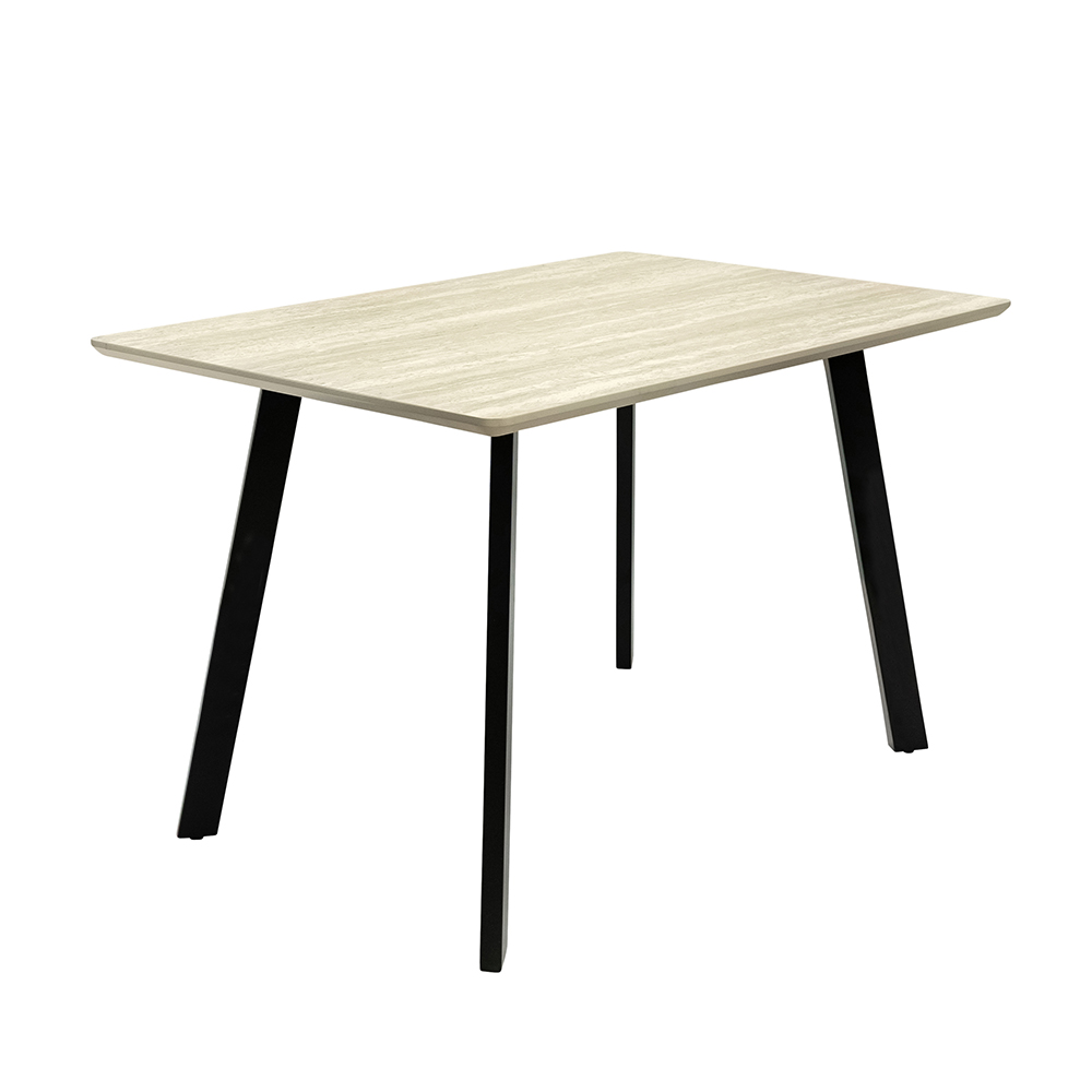 Belize Travertine Marble Effect Small Wooden Dining Table with 4 Neyo Grey Chairs