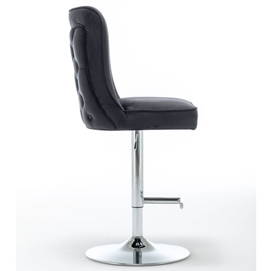 Belkon Black Velvet Upholstered Gas-Lift Bar Chairs In Pair_3